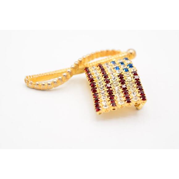 Rafaelia Vintage Pin Brooch American Flag USA Gold Tone Signed 1980s BinAH - Picture 4 of 12